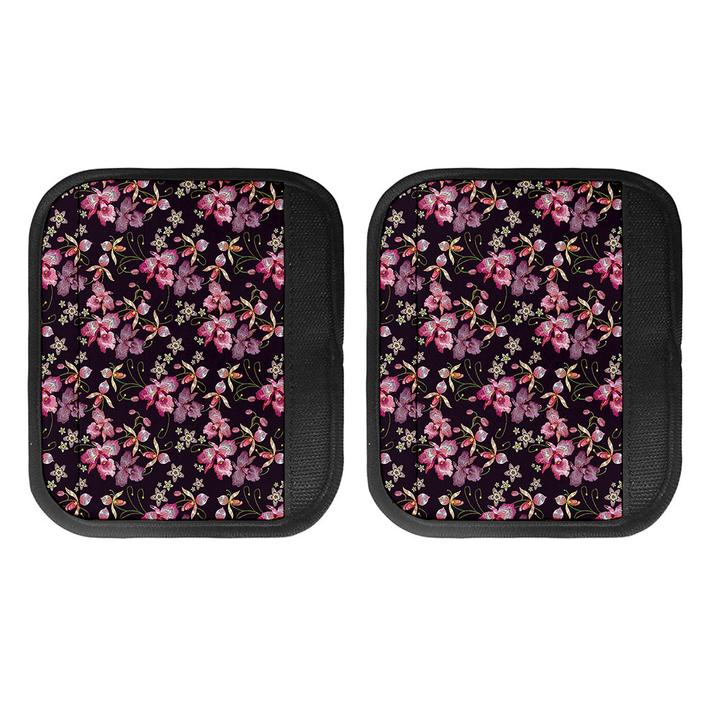Embroidery Orchid Flower Pattern Print Handle Covers