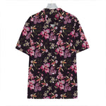 Embroidery Orchid Flower Pattern Print Hawaiian Shirt