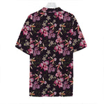 Embroidery Orchid Flower Pattern Print Hawaiian Shirt