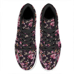 Embroidery Orchid Flower Pattern Print High Top Leather Sneakers