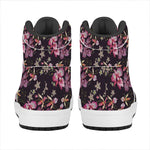 Embroidery Orchid Flower Pattern Print High Top Leather Sneakers
