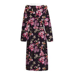 Embroidery Orchid Flower Pattern Print Hooded Bathrobe