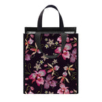 Embroidery Orchid Flower Pattern Print Insulated Lunch Tote