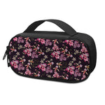 Embroidery Orchid Flower Pattern Print Insulin Cooler Travel Case