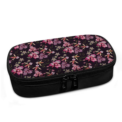 Embroidery Orchid Flower Pattern Print Insulin Cooler Travel Case