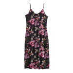 Embroidery Orchid Flower Pattern Print Jersey Midi Cami Dress