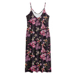 Embroidery Orchid Flower Pattern Print Jersey Midi Cami Dress