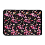 Embroidery Orchid Flower Pattern Print Kitchen Mat