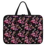 Embroidery Orchid Flower Pattern Print Laptop Sleeve With Handle