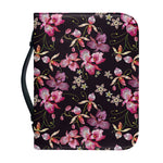 Embroidery Orchid Flower Pattern Print Leather Bible Cover