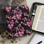 Embroidery Orchid Flower Pattern Print Leather Bible Cover