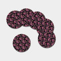 Embroidery Orchid Flower Pattern Print Leather Coaster Set