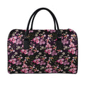 Embroidery Orchid Flower Pattern Print Leather Duffel Bag