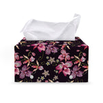 Embroidery Orchid Flower Pattern Print Leather Tissue Box Cover