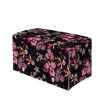 Embroidery Orchid Flower Pattern Print Leather Tissue Box Cover