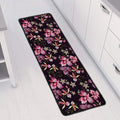 Embroidery Orchid Flower Pattern Print Long Kitchen Mat