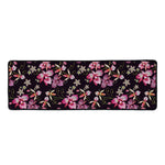 Embroidery Orchid Flower Pattern Print Long Kitchen Mat