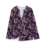 Embroidery Orchid Flower Pattern Print Long Sleeve Short Coat