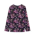 Embroidery Orchid Flower Pattern Print Long Sleeve Short Coat