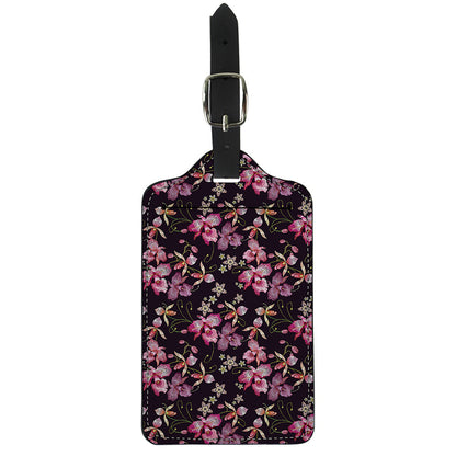 Embroidery Orchid Flower Pattern Print Luggage Tag