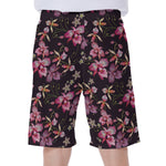 Embroidery Orchid Flower Pattern Print Men's Beach Shorts