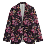 Embroidery Orchid Flower Pattern Print Men's Blazer