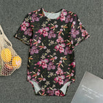 Embroidery Orchid Flower Pattern Print Men's Bodysuit