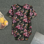 Embroidery Orchid Flower Pattern Print Men's Bodysuit