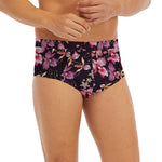 Embroidery Orchid Flower Pattern Print Men's Briefs