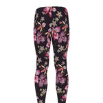 Embroidery Orchid Flower Pattern Print Men's leggings