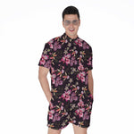 Embroidery Orchid Flower Pattern Print Men's Rompers