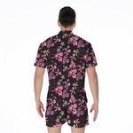 Embroidery Orchid Flower Pattern Print Men's Rompers