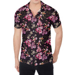 Embroidery Orchid Flower Pattern Print Men's Shirt