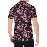 Embroidery Orchid Flower Pattern Print Men's Shirt