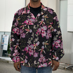 Embroidery Orchid Flower Pattern Print Men's Shirt Jacket