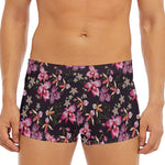 Embroidery Orchid Flower Pattern Print Men's Short Boxer Briefs