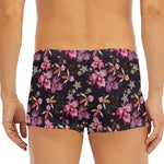 Embroidery Orchid Flower Pattern Print Men's Short Boxer Briefs