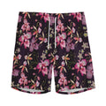 Embroidery Orchid Flower Pattern Print Men's Athletic Shorts