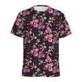 Embroidery Orchid Flower Pattern Print Men's Athletic T-Shirt