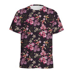 Embroidery Orchid Flower Pattern Print Men's Sports T-Shirt
