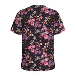 Embroidery Orchid Flower Pattern Print Men's Sports T-Shirt