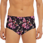 Embroidery Orchid Flower Pattern Print Men's Triangle Swim Briefs