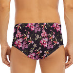 Embroidery Orchid Flower Pattern Print Men's Triangle Swim Briefs