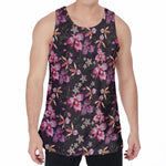 Embroidery Orchid Flower Pattern Print Men's Velvet Tank Top