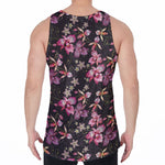 Embroidery Orchid Flower Pattern Print Men's Velvet Tank Top