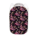 Embroidery Orchid Flower Pattern Print Mesh Laundry Hamper
