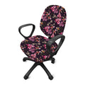 Embroidery Orchid Flower Pattern Print Office Chair Cover