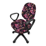 Embroidery Orchid Flower Pattern Print Office Chair Cover
