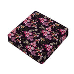 Embroidery Orchid Flower Pattern Print Outdoor Seat Cushion Cover