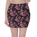 Embroidery Orchid Flower Pattern Print Pencil Mini Skirt